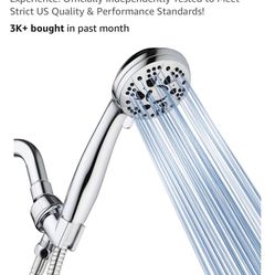 AquaDance High Pressure 6-Setting 3.5" Chrome Face Handheld Shower with Hose