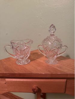 Vintage Clear Glass Creamer Sugar Set