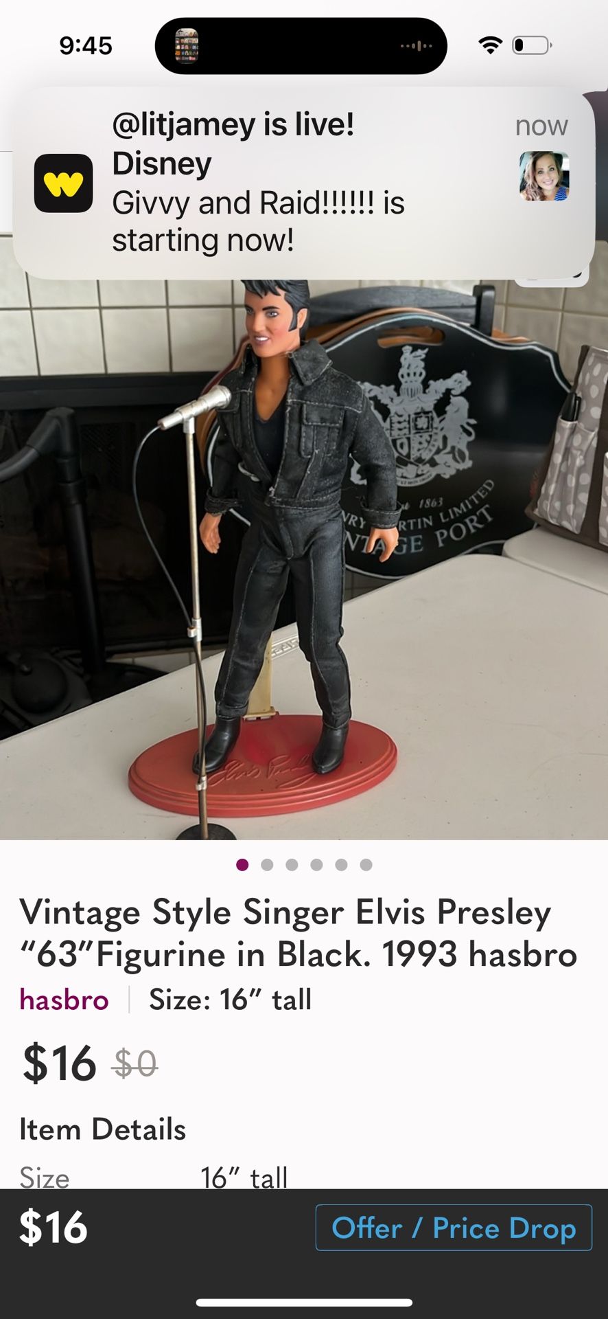 Elvis Doll 16” Tall.
