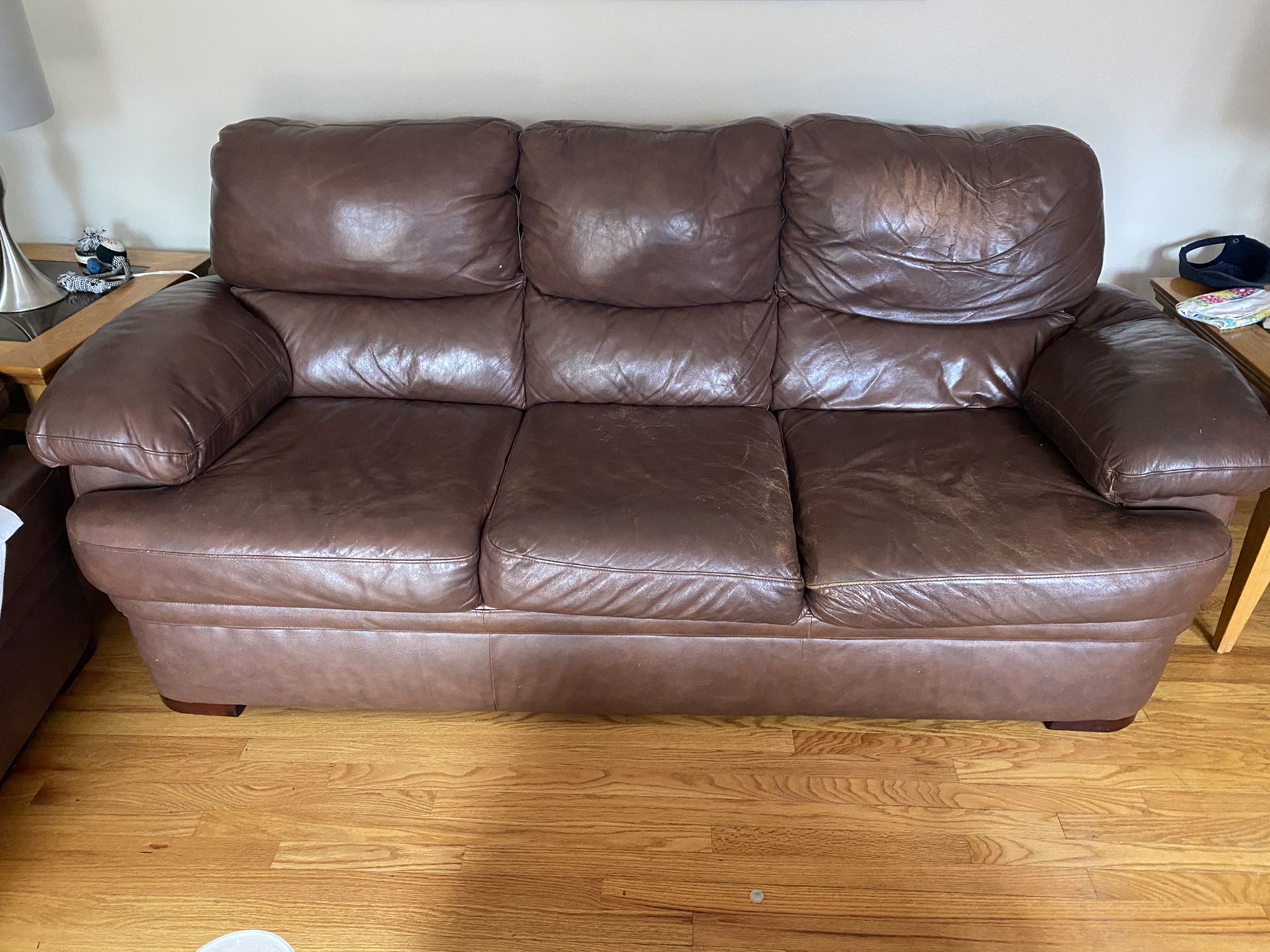 Raymour and Flanagan Genuine Leather Sofa and Loveseat Set