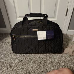 NWT Adrienne Vittadini Quilted Nylon Rolling Duffel