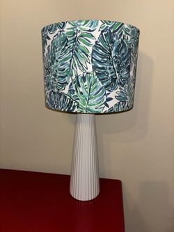 Tropical White Acrylic Table Lamp | Bedside or Nightstand Lamp