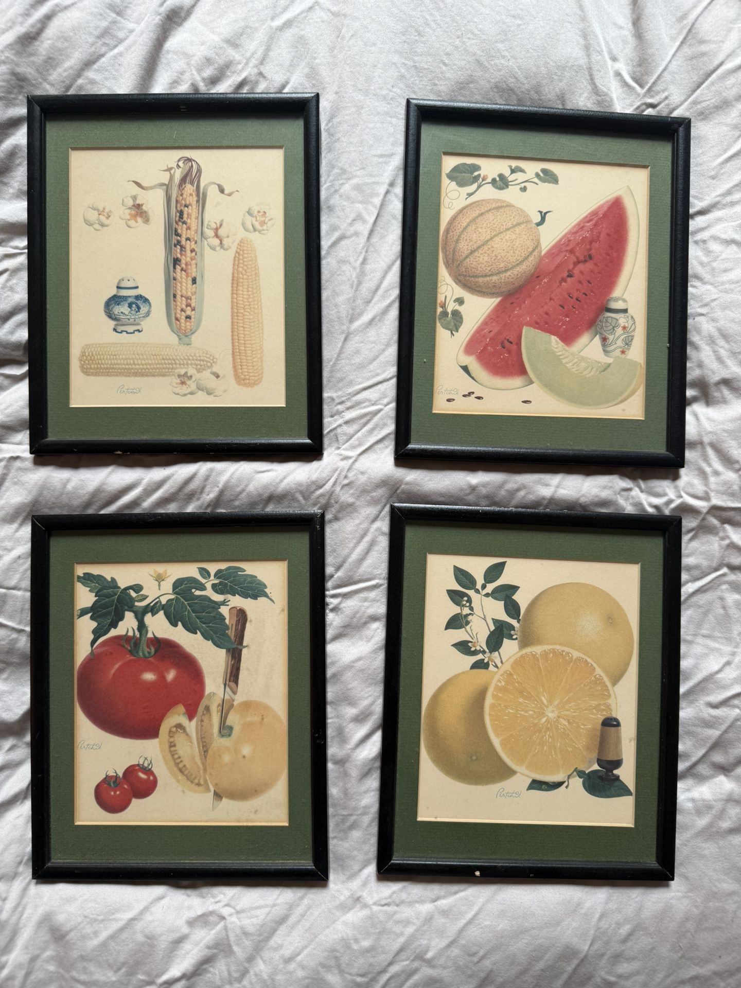 Set Of 4 MCM Pertchik Prints
