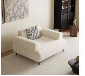 Modern Sofa Set, Linen Blend Fabric, Deep Seat Couch for Living Room, Mid-Century Modern Style, 1 to 4 Seater Options (Single Sofa)