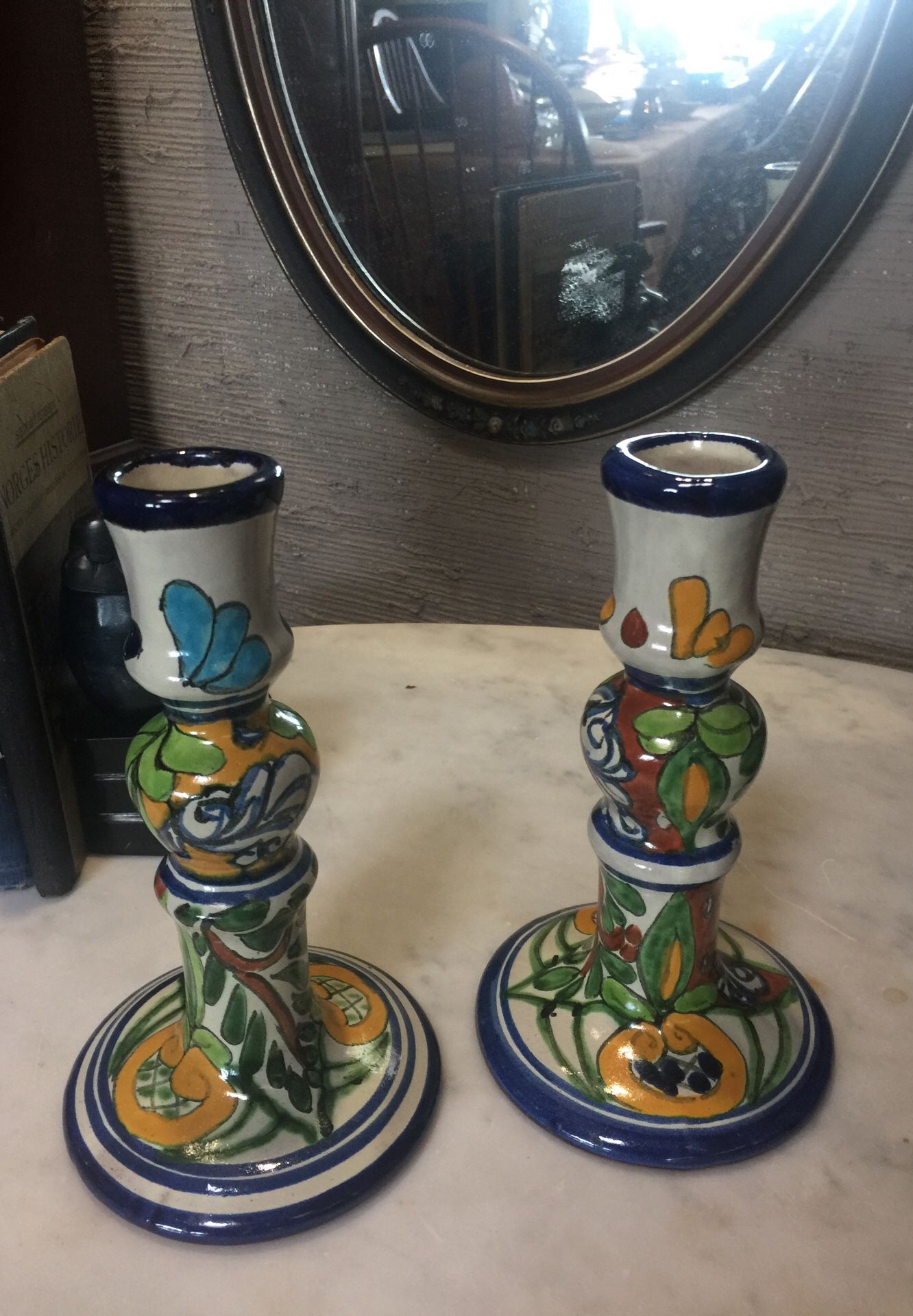 Hand painted candle holders “Mexico” Talavera for Sale in WA