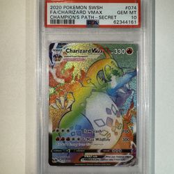 2020 Pokemon Sword & Shield Champ’s Path Secret #74 FULL ART / CHARIZARD VMAX PSA 10 GEM MT