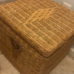 Wooden Wicker Square Hamper 