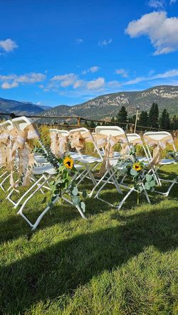 Burlap Bows With Lace For Chair Decoration