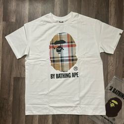 BAPE Check By Bathing Ape Tee Beige/white Small