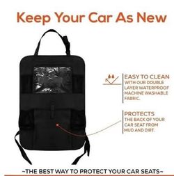 Backseat Car Organizer, Kick Mats Seat Protector- 2 pack Black