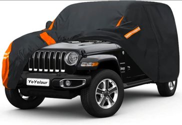 10-Layer Compatible with Jeep Wrangler Cover Waterproof 4 Door All Weather for Automobiles, Outdoor Full Exterior Soft Cotton Lining with Door Zipper,