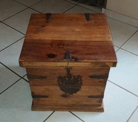 Rustic Wooden Chest with Iron Hardware