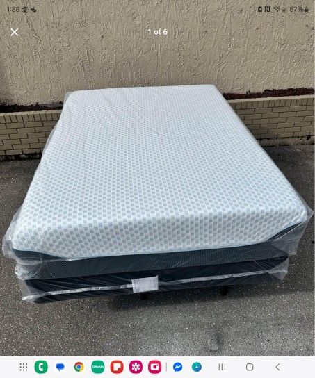 Brand New King Size Plush Memory Foam Cool Gel Ultimate 14 Inches Mattress And Box Spring In Plastic