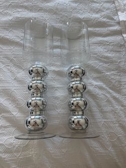 Set of 2 Glass Bubble Stem Champagne Flutes