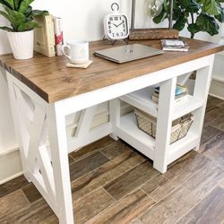 Custom farmhouse Office Desk Study Filling Cabinet Solid Wood Modern Rustic Office File Writing Restoration Hardware Insp Carpenter Bookcase