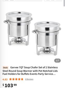 Garvee 7QT Stainless Steel Soup Chafer Set of 2