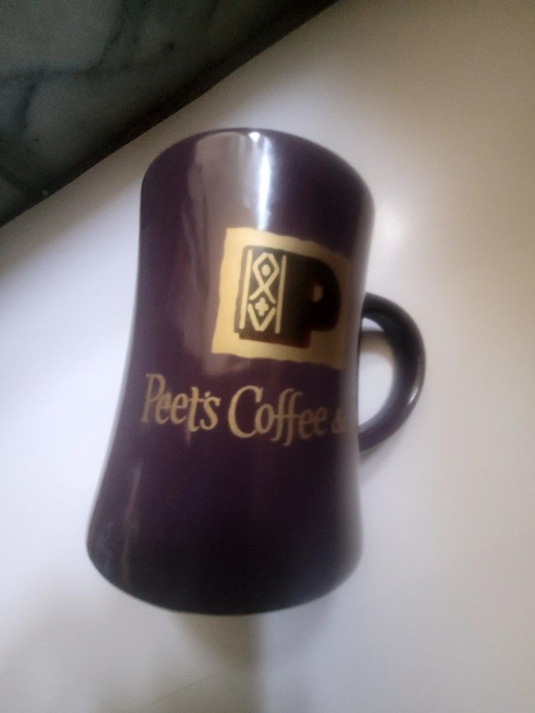 Coffee Mug Cup Peets Coffee and Tea Brown Advertising Bodum