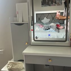 Vanity with LED mirror