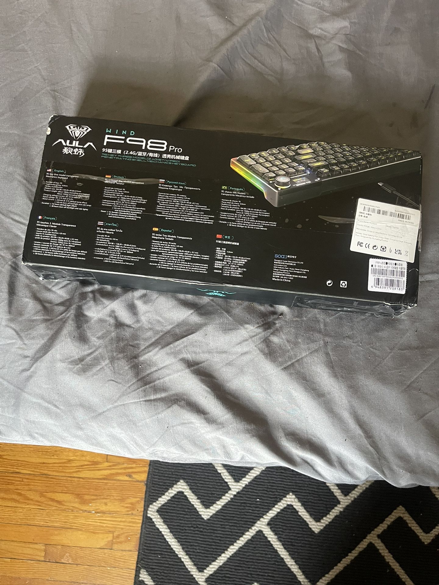 AULA F98 Wind Pro Wireless Mechanical Keyboard with Transparent Keycaps Hot Swap