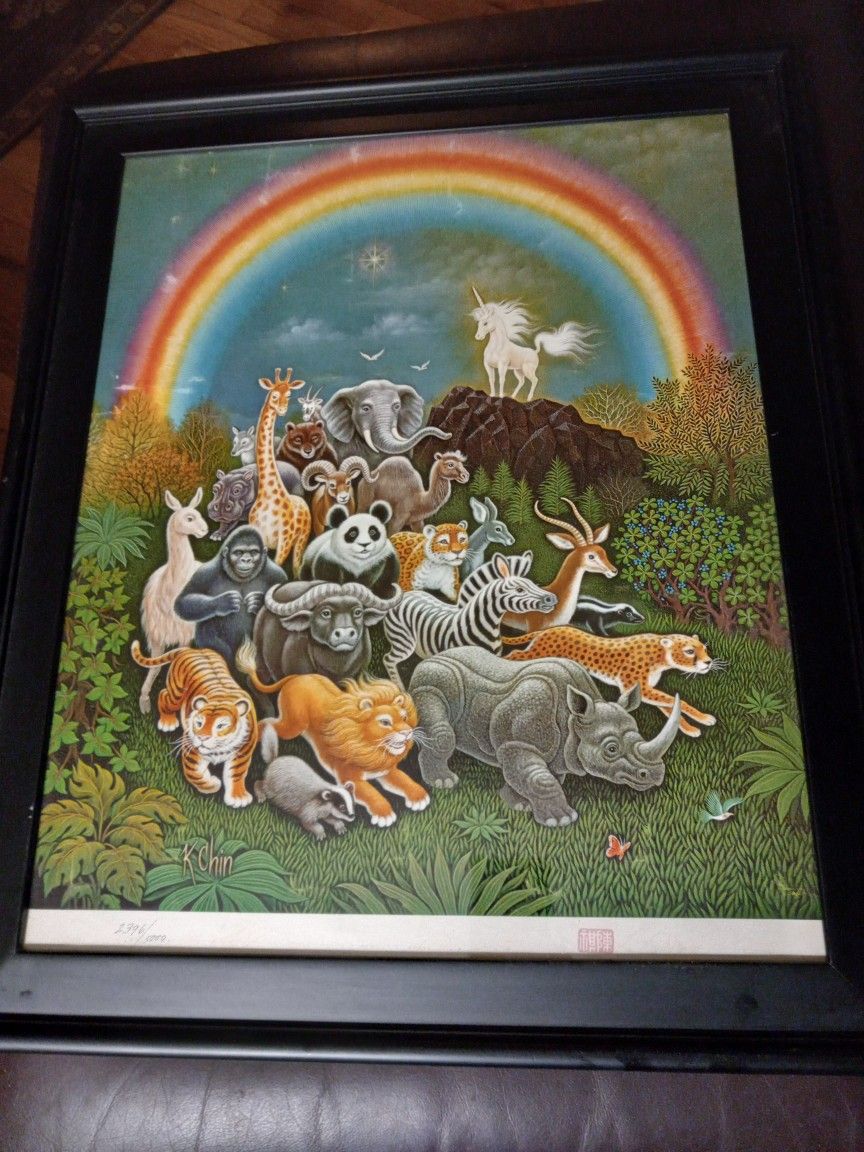 K.Chin Limited Edition Framed Lithograph "We Have To Believe In Rainbows"