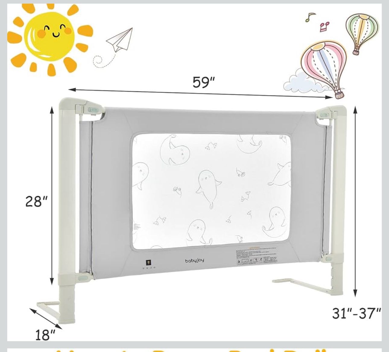 BABY JOY Bed Rails for Toddlers, 59'