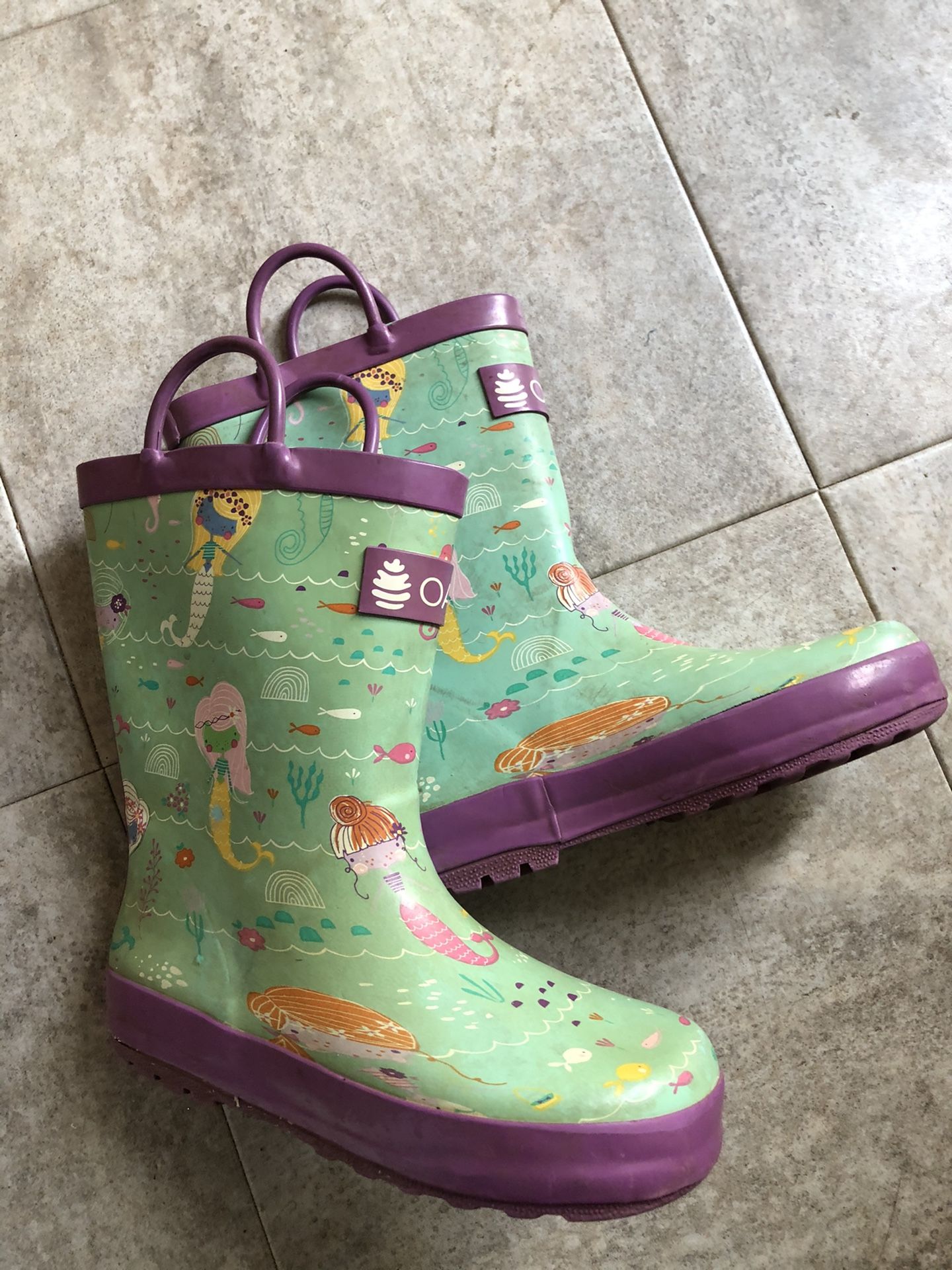 Kids girls rain boots mermaid size 13