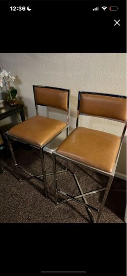 Two high Bar stool chairs brown