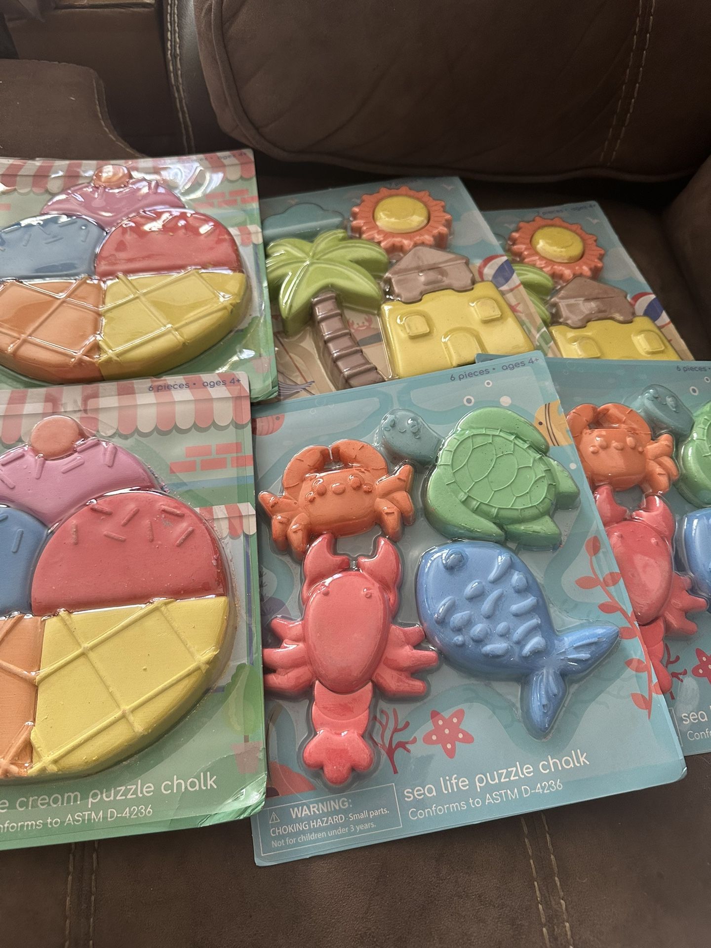 New 6 packs of kids sidewalk chalk puzzles