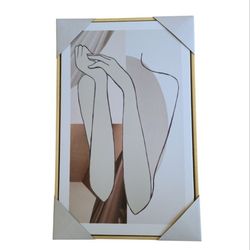 Landing 14"x22" Upper Body In A Really Nice Natural Frame  NEW.