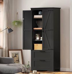 Wooden storage cabinet and Matt Black New