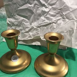 2  gold Candle Stick Tarnish Resistant Holder