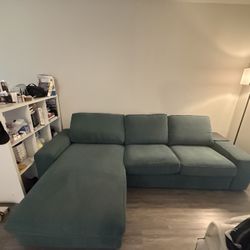 IKEA KIVIK Sectional Sofa (4-seat with chaise) – Gray/Turquoise