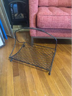 vintage MCM black metal rack