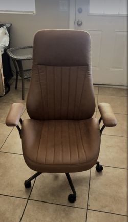 Ergonomic Office Chair Brand New Brown Suede Comfortable  