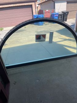 Andersen Half-Round Arch window size w95 h48 black outside wood inside  $475 jam is 5 inch