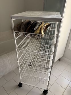 Container Store Elfa Rolling Storage Cart (1)– Interchangeable Drawers