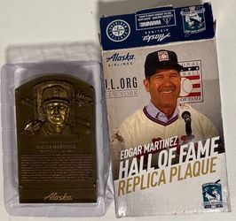 Edgar Martinez Hall of Fame Replica Plaque 2019 Seattle Mariners SGA Alaska Airlines w/ Box