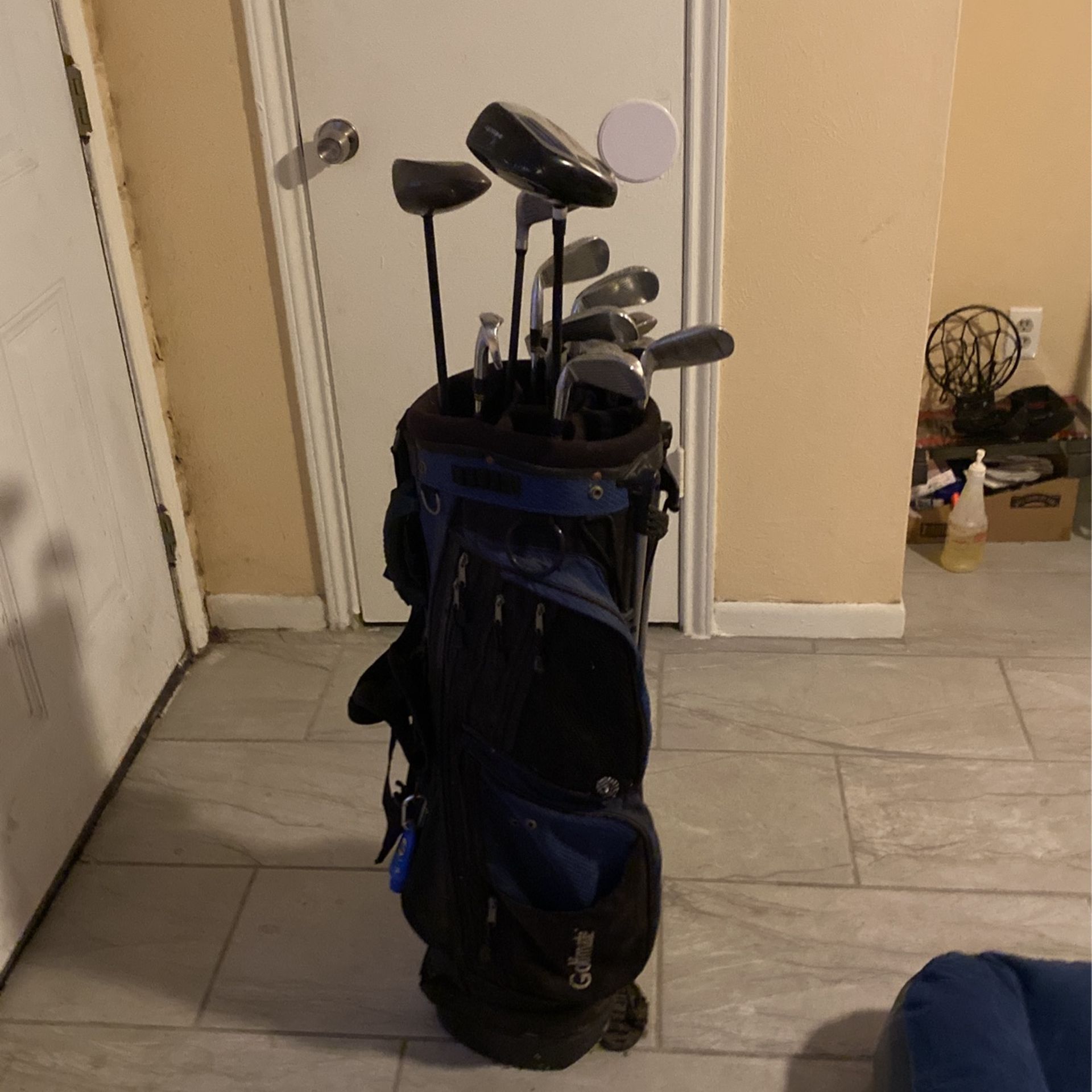 Golf Holder And 13 Golf Clubs