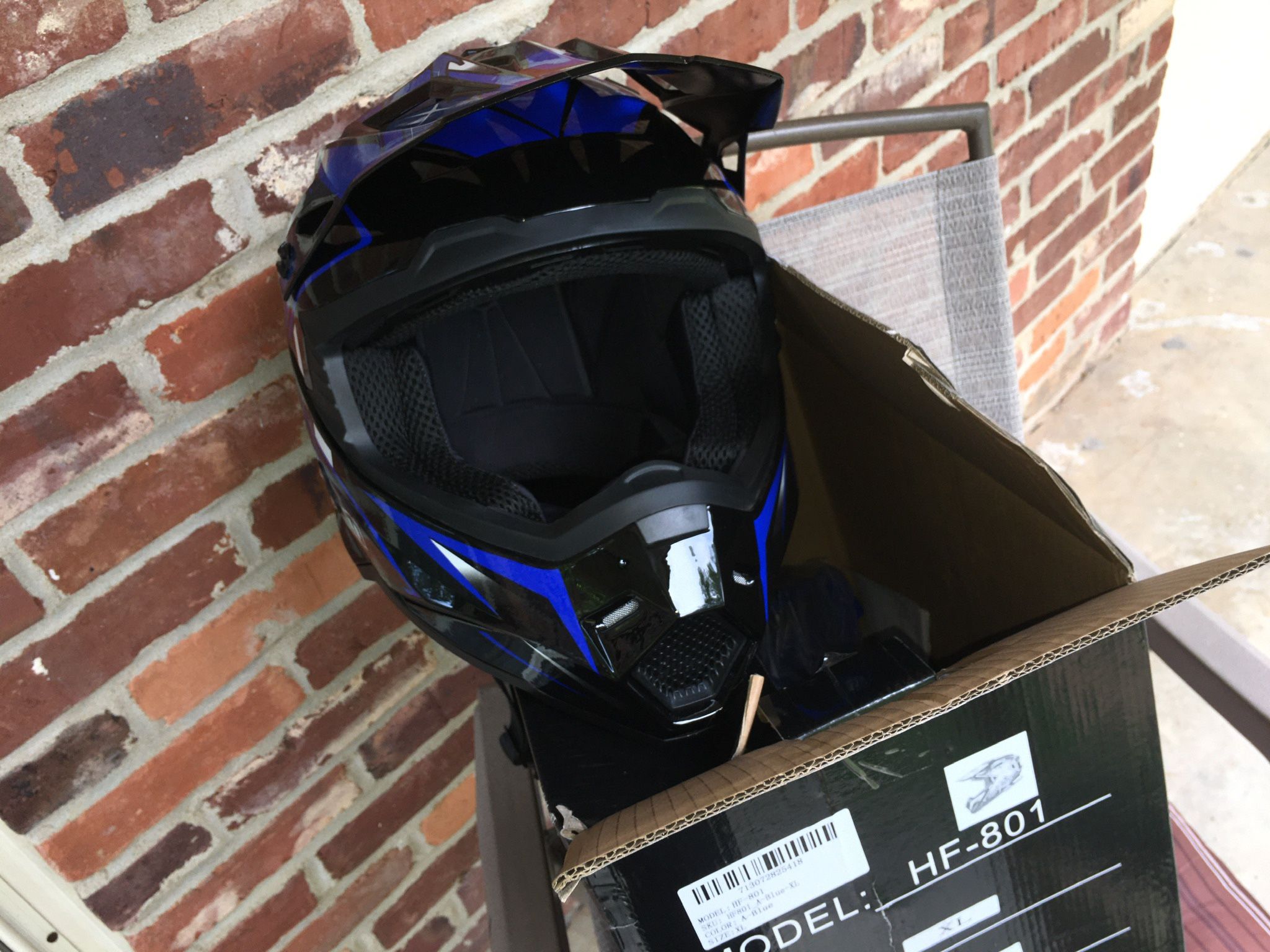 1Storm Adult Motorcycle Or Dirtbike Size XL Helmet And Racing Style Glassy Blue ; Goggles For Sale