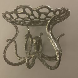 Antique Pewter Octopus - fruit or bread Stand 