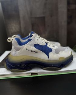 Size 13US/46EU - Balenciaga Triple S Blue And White