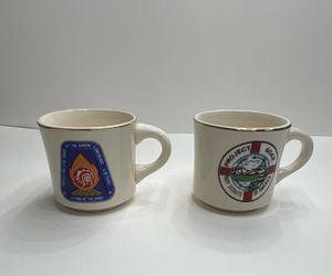 BSA Boy Scouts Mugs Lot of 2 Project SOAR 1971 Order Arrow 1973 Texas-Vintage