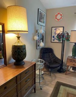 Mid-Century Modern Drip Glazed Ceramic Lamps ,Hand-Crafted, USA, 1960