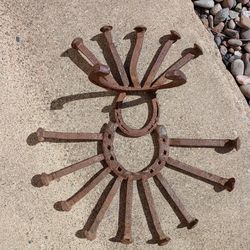 Railroad Spike Horseshoe Folk Art