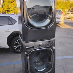 LG Steam Front Load Black Stainless Steel 27"W