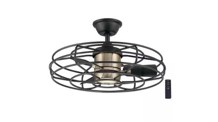 Heritage Point 25 in. Indoor/Covered Outdoor Brushed Gold Ceiling Fan with LED and Remote NEW