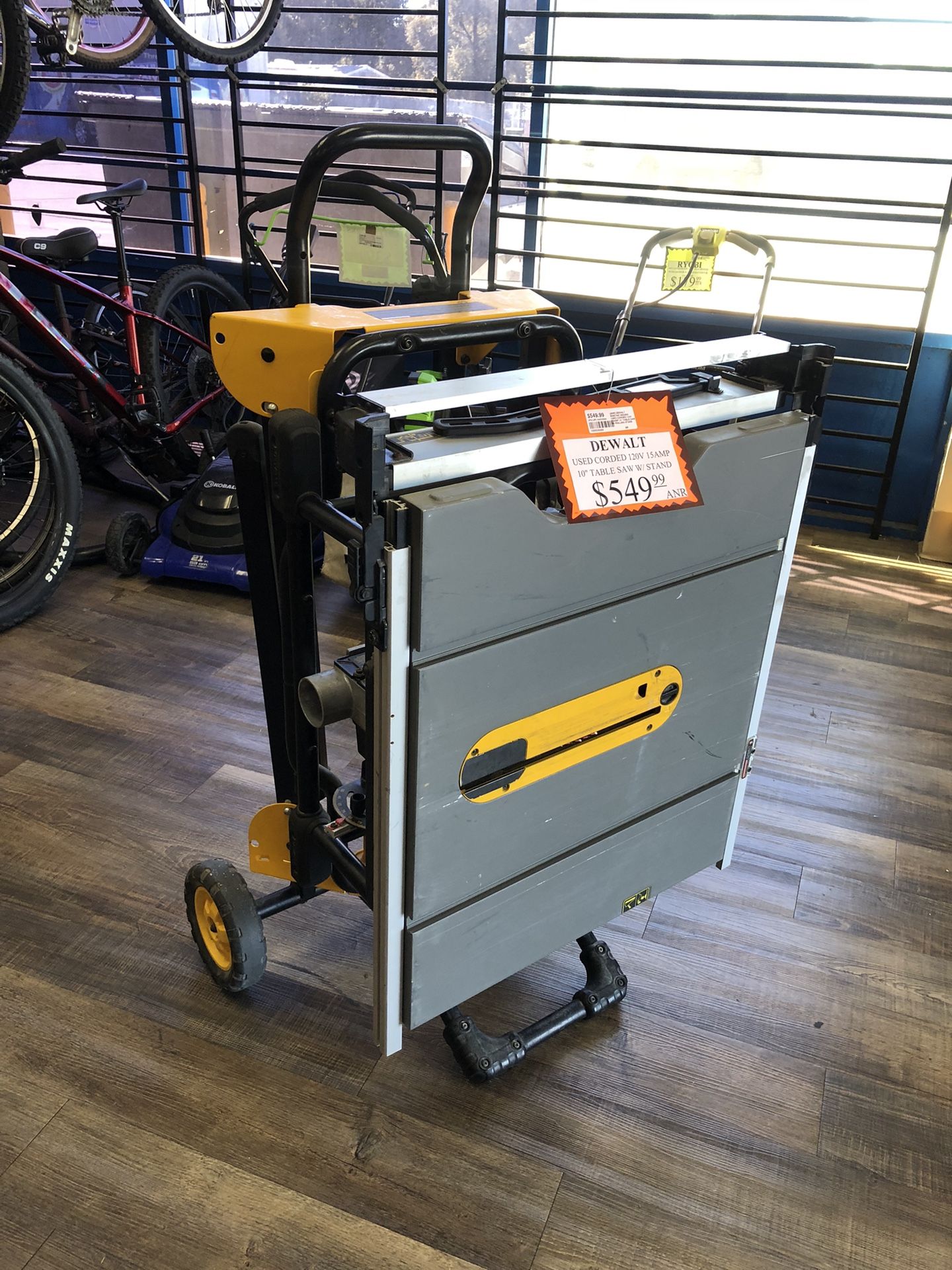 10035 Used Dewalt Corded 120V 15A 10” Table Saw W/Stand 28360