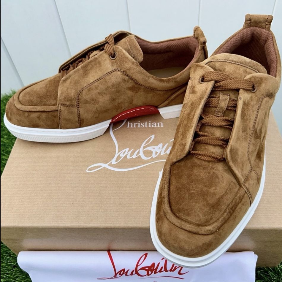 CHRISTIAN LOUBOUTIN JIMMY FLAT LOWTOP SNEAKERS BROWN SUEDE SZ 41 NEW SEASON FW25