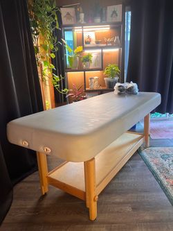 Massage Table with Wood Frame and Shelf