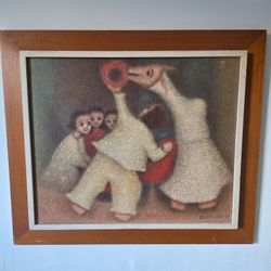 Bresilien Painting Wood Frame Artist Jose Vintage 